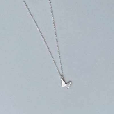 Dainty Butterfly Necklace, Metal: Silver, Size: 16&quot;