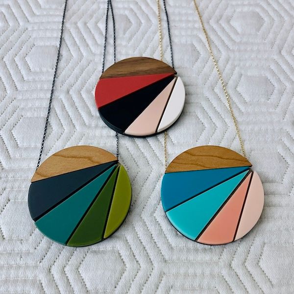 SIGNE Radiant Colorblock Wood Necklace