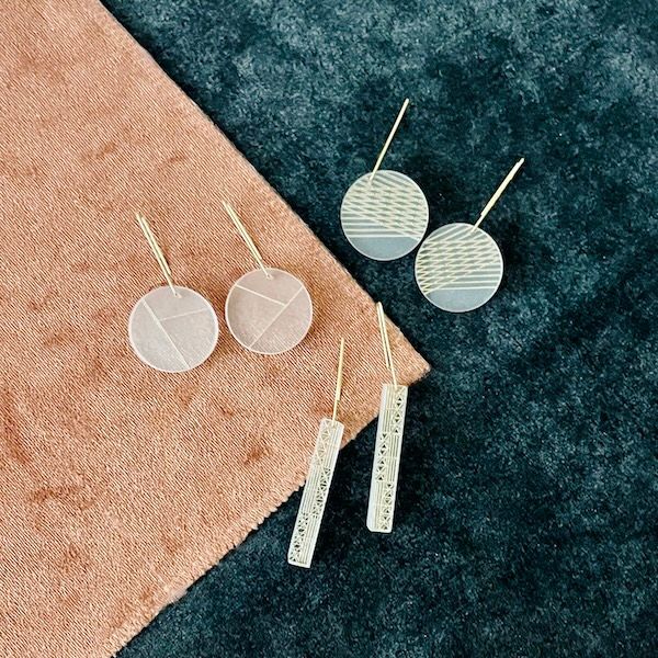 Modern Engraved Acrylic Earrings