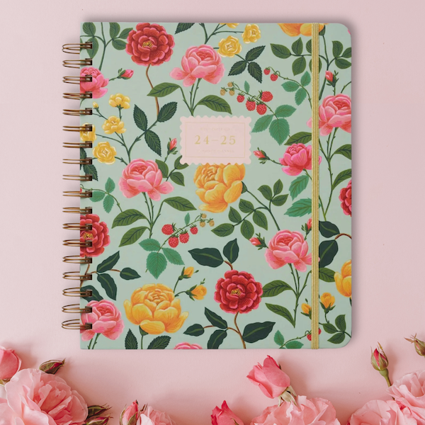 Rifle Paper 2025 17-Month Hardcover Spiral Planner Roses
