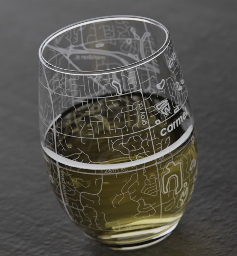 Carmel City Map Stemless Glass