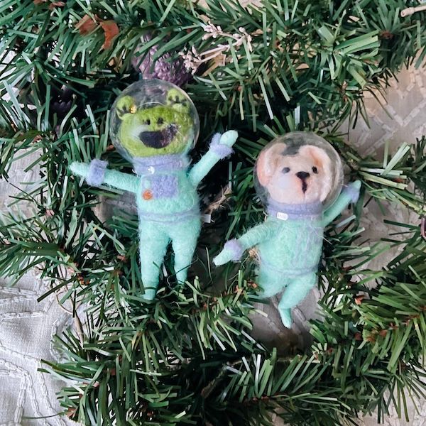 Wool Felt Animal in Spacesuit Ornament