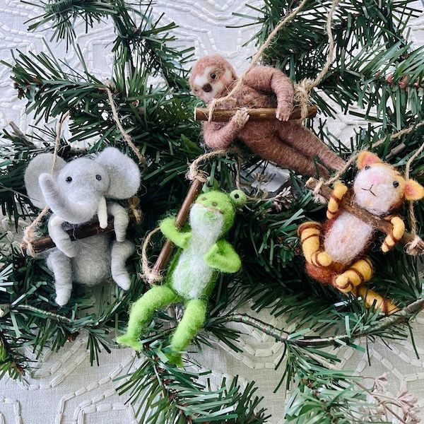 Wool Felt Swinging Animal Ornament