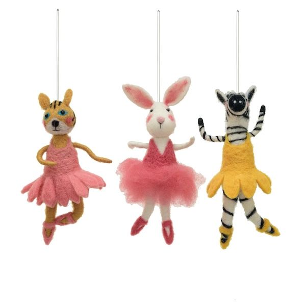 Wool Felt Animal in Tutu Ornament