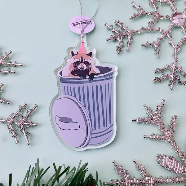 Raccoon in a Party Hat Ornament by Drawn Goods
