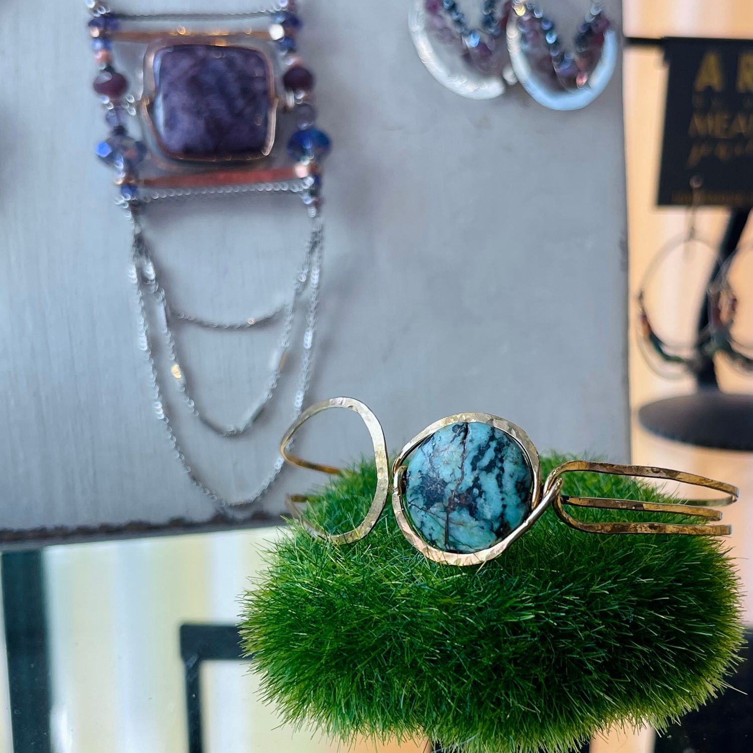 Handmade African Turquoise Moon Bracelet