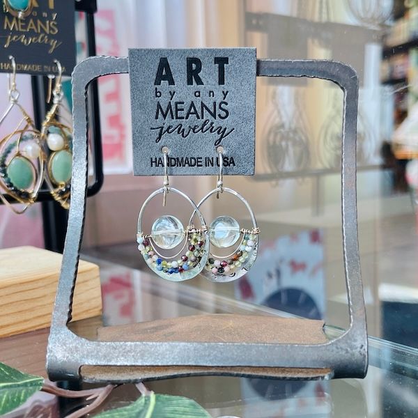 Handmade Mixed Gemstone Hoop Earrings