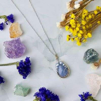 Handmade Sky Pearl Drop Necklace