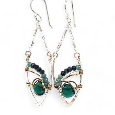 Handmade  Mixed Gemstone &quot;Pine Needle&quot; Earrings