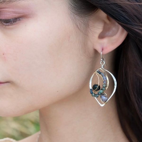 Handmade Emerald Leaves Earrings