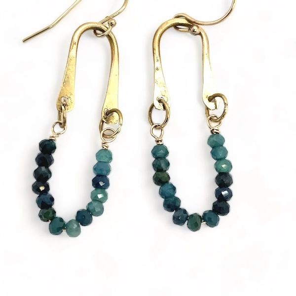 Handmade Blue Tourmaline Hinge Earrings