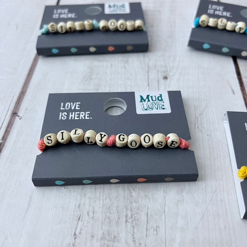 Mudlove Woven Friendship Bracelet Silly Goose, Color: Coral Rose