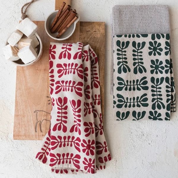 Stonewashed Cotton Waffle Weave Tea Towels S/3