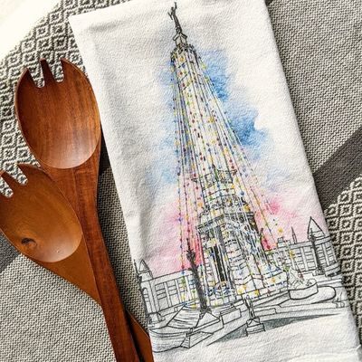Indy Holiday Monument Circle of Lights Tea Towel