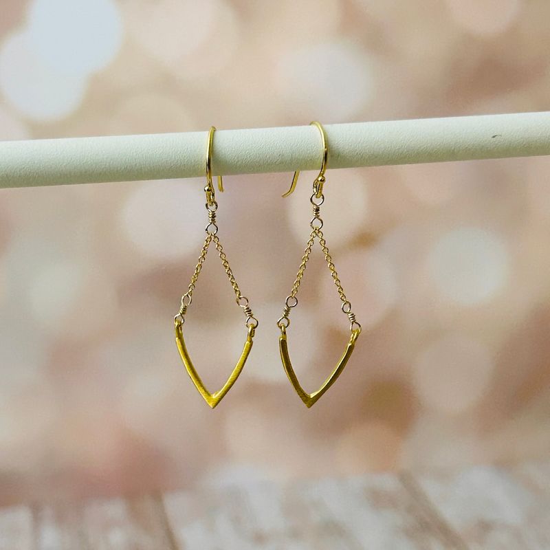 Small V on Chain Earrings, Gold Vermeil