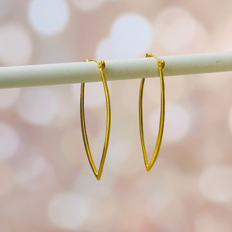 Small Leaf Hoop Earrings, Gold Vermeil