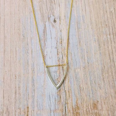Large V Necklace in Sterling and Gold Vermeil, 16&quot; + 2&quot;