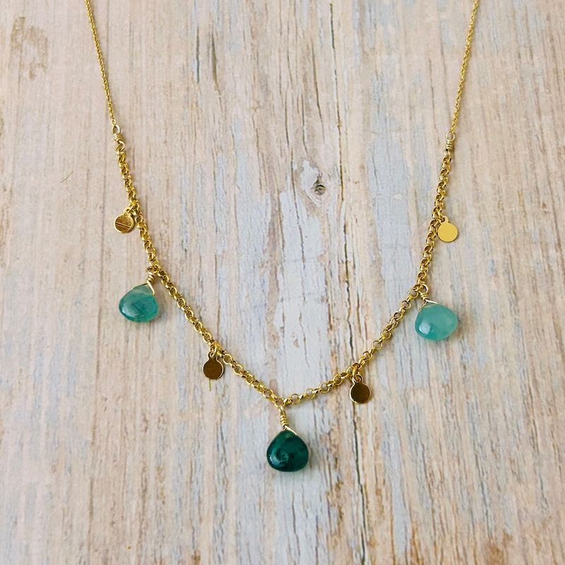 Grandiderite Drops with Tabs Necklace, Gold Vermeil