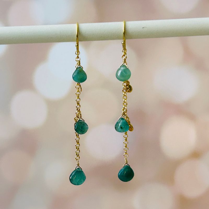 Grandiderite Drops with Tabs Earrings, Gold Vermeil