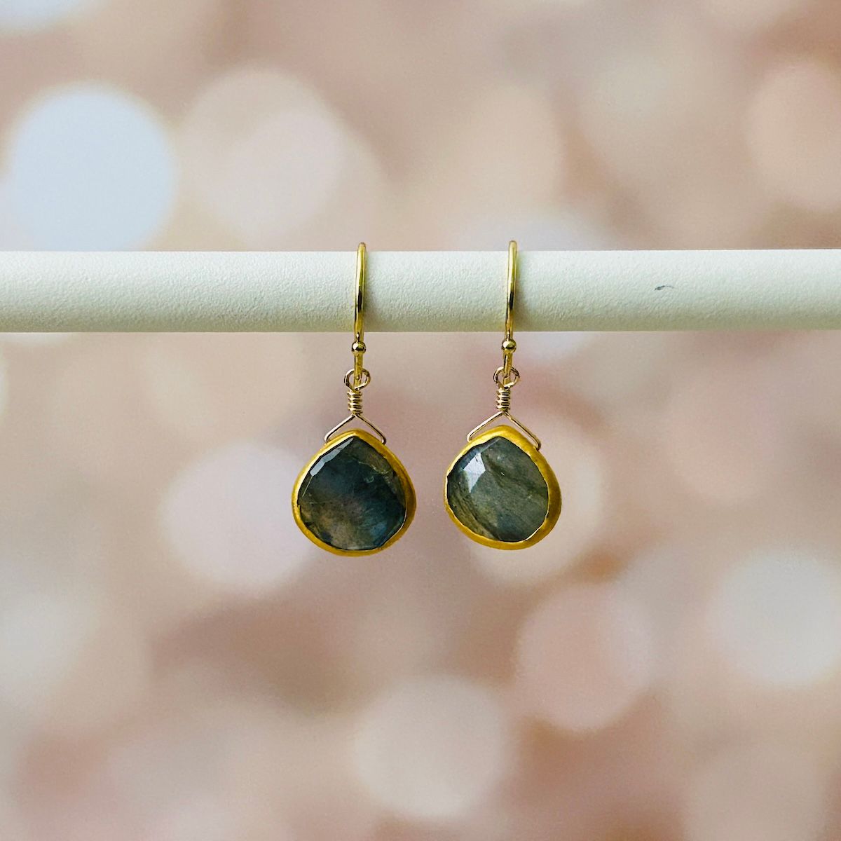 Faceted Labradorite Drop Earrings, Gold Vermeil