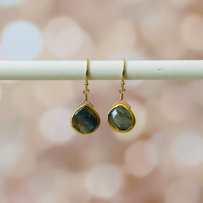 Faceted Labradorite Drop Earrings, Gold Vermeil