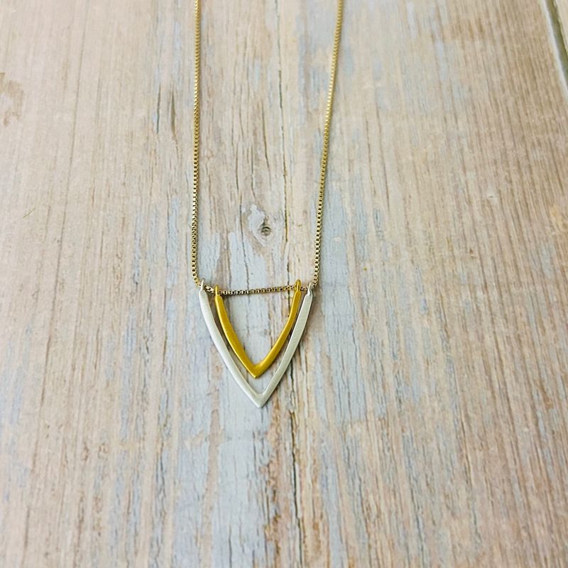 Sterling and Vermeil Double V Drop Necklace