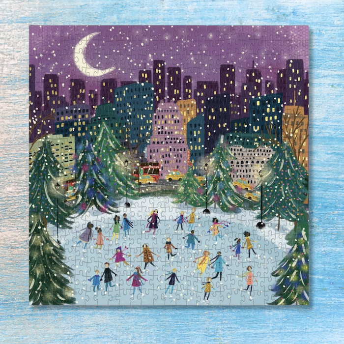 Merry Moonlight Skaters 500 Pc Holiday Foil Puzzle