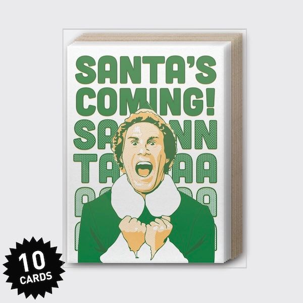 Santas Coming Holiday Cards 10 Boxed