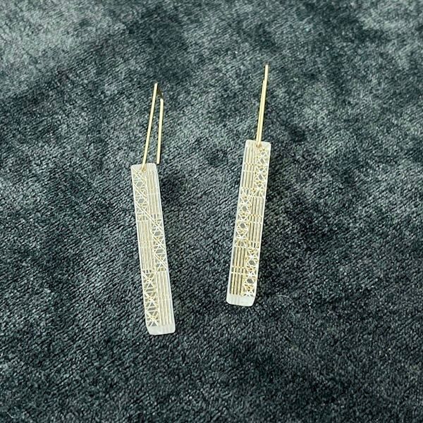 Modern Engraved Acrylic Earrings, Style: Moller - Long Rectangular