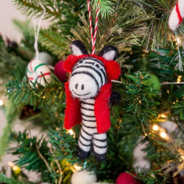 Zebra in Red Eco Ornament