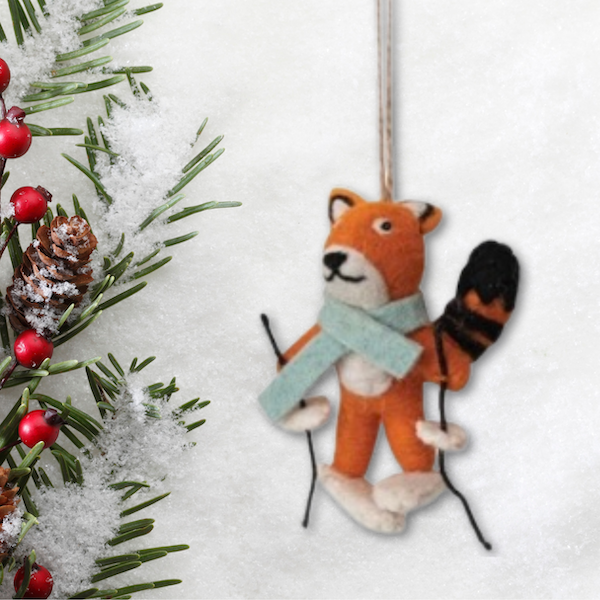 Wool Felt Skiing Animal Ornament, Style: Fox