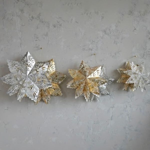 25&quot;H Paper Snowflake Ornament w/ LED Light String