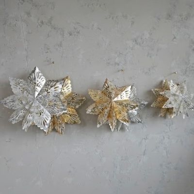 25&quot;H Paper Snowflake Ornament w/ LED Light String