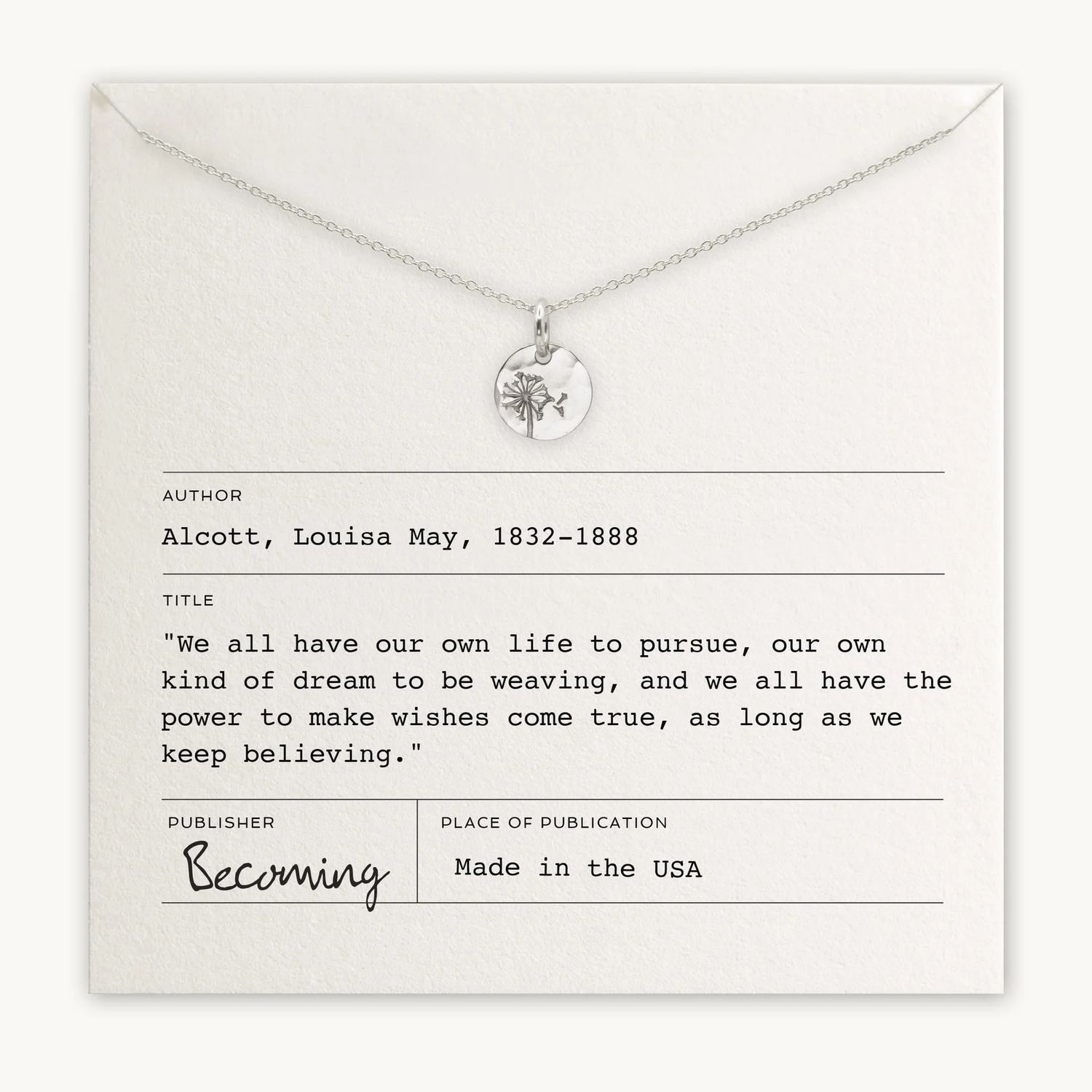 Dandelion Wishes Necklace, Silver