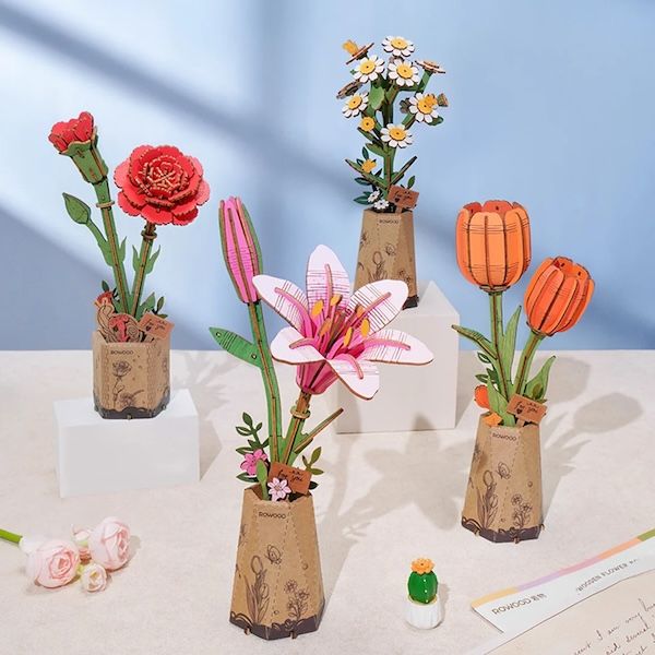 DIY 3D Wooden Flower Puzzle