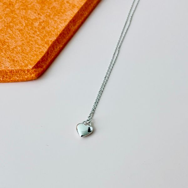 Sterling Silver Puffed Heart Necklace