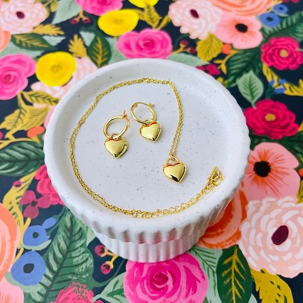 Gold Vermeil Puffed Heart Necklace