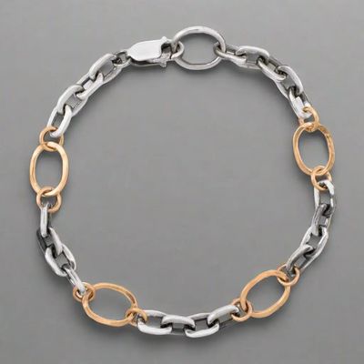 Hand-forged Sterling and 14kt Gold-filled link Chain Bracelet