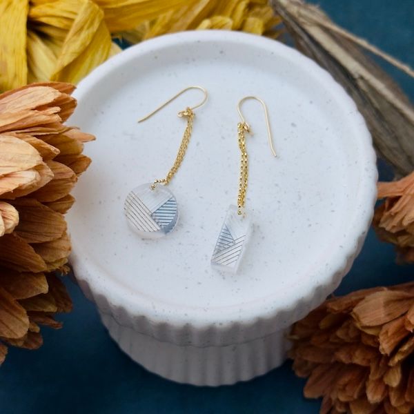 Osa/Oda Mis-matched Geometric Dangle Earrings