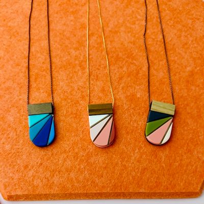 SOLVEJ Radiant Colorblock Wood Necklace