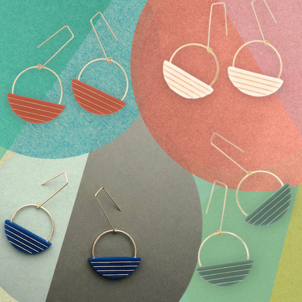 Mira Stripe Semicircle Open Loop Earring
