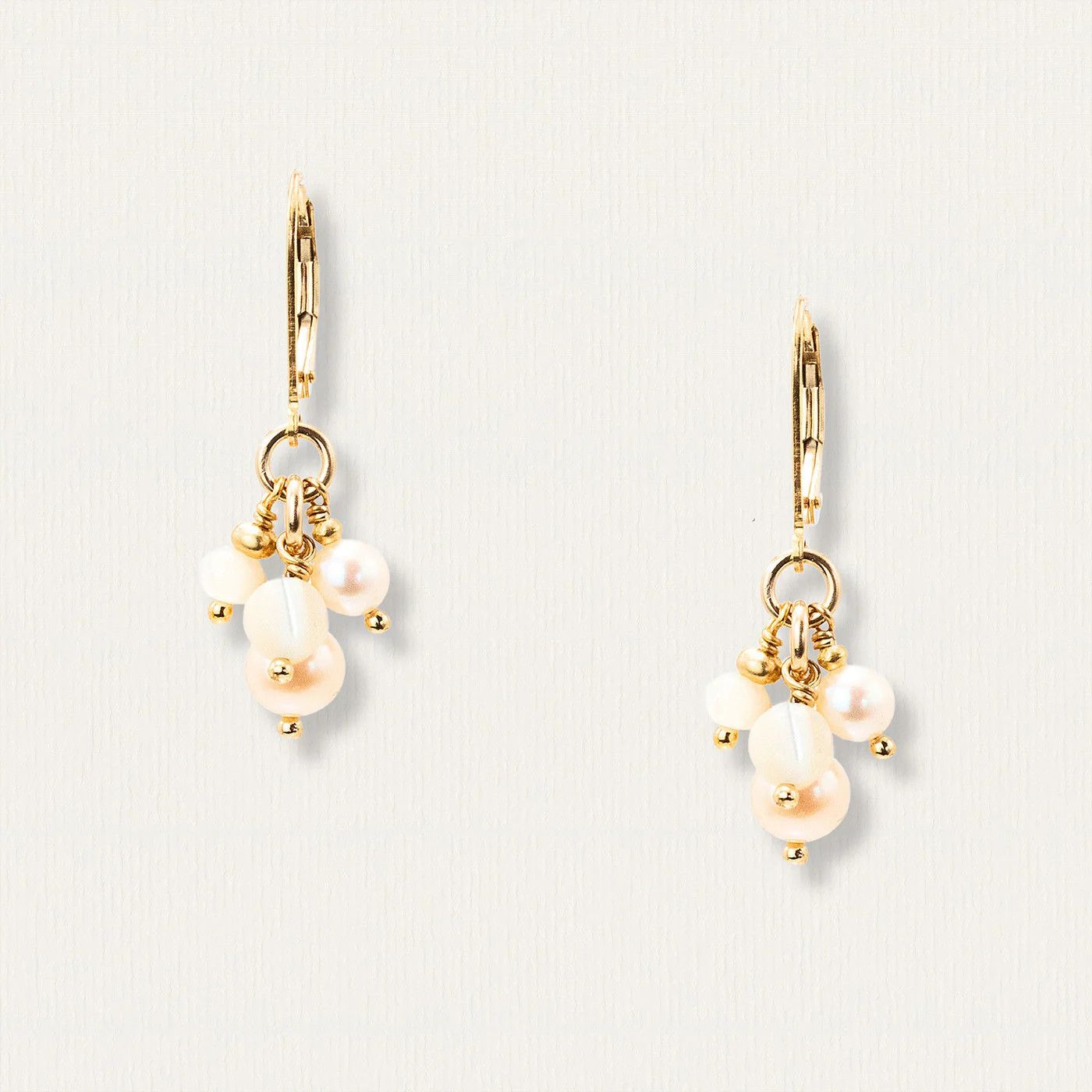 Handmade Freshwater Pearl, Mother of Pearl and 14kt GF Cluster Earrings