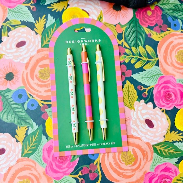 S/3 Pens - Flower, Stripe, Lemon