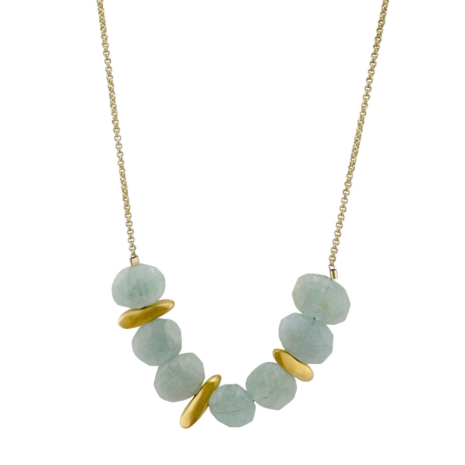 Chunky Aquamarine &amp; Gold Vermeil Nuggets Necklace