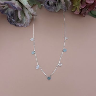 Moss Aqua &amp; Moonstone Drops Necklace, Sterling Silver