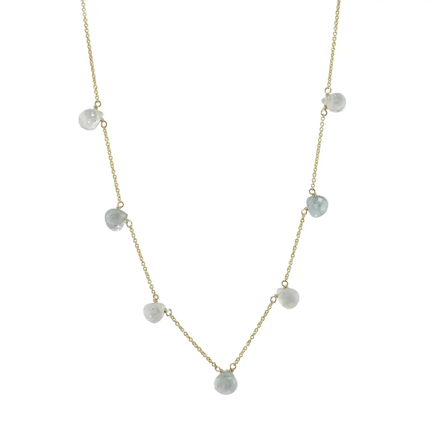 Moss Aqua &amp; Moonstone Drops Necklace, Gold Vermeil