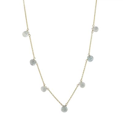 Moss Aqua &amp; Moonstone Drops Necklace, Gold Vermeil