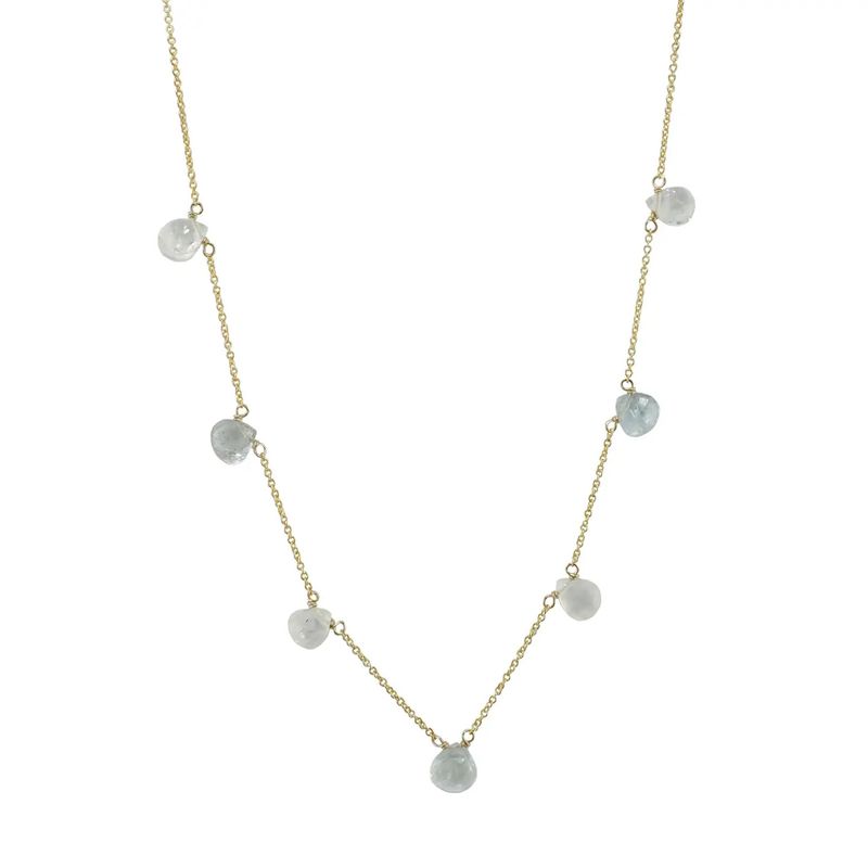Moss Aqua &amp; Moonstone Drops Necklace, Gold Vermeil