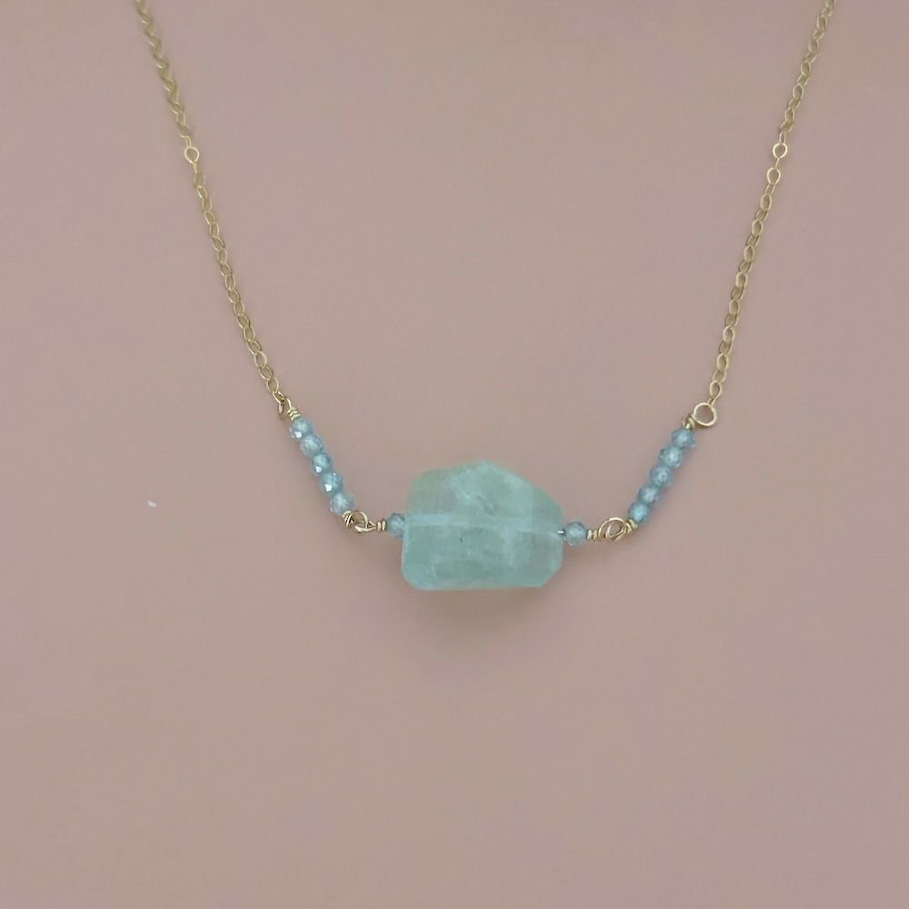 Handmade 14k Goldfill Aquamarine Pendant Necklace