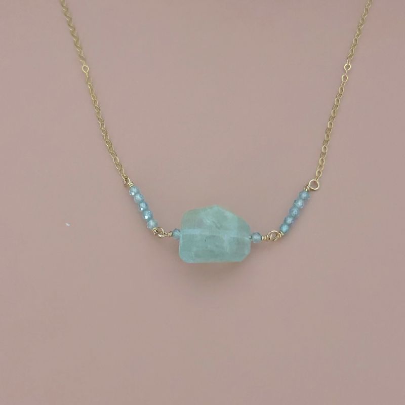 Handmade 14k Goldfill Aquamarine Pendant Necklace